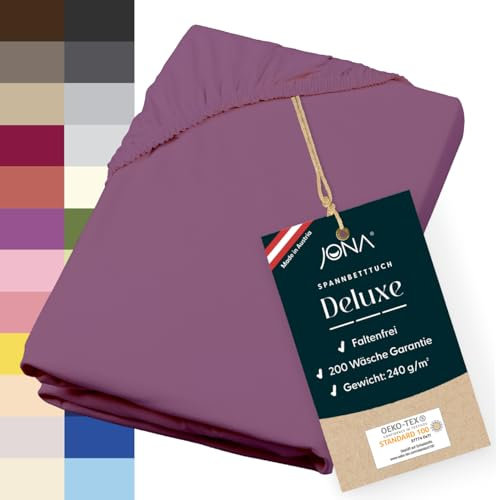 JONA SLEEP® Deluxe Spannbettlaken, Spannbettlaken in Hotelqualität - 240 g/m² - 150 Wäschen Garantie | Made in Austria (dunkelmagenta, 180-200 x 200-220 cm)