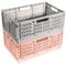 2 Stücke Klappkiste, Kunststoff Stabile Klappboxen, Faltbare Aufbewahrungskorb, Stapelbar Klappkisten Set für Lagerung Küche, Schlafzimmer, Arbeitszimmer, Büro, Garten (Grau+Rosa,30.5*20cm*12cm)