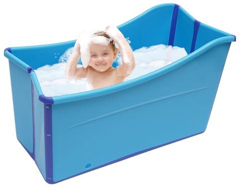 Baignoire mobile pliable pour adulte - Baignoire pliante avec tuyau de vidange pour petite salle de bain - 98 x 50 x 56 cm