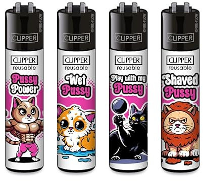 Clipper Feuerzeug 4er Set: (Pussies)