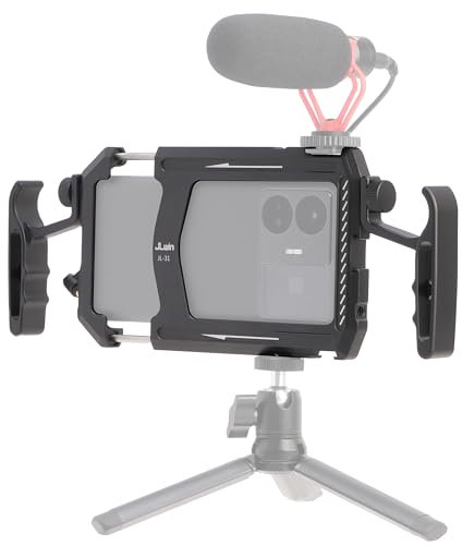 FOTGA Smartphone-Video-Rig aus Metall mit Zwei Griffen, Kamera-Case-Stabilisator aus Aluminiumlegierung für iPhone-Handy-Filmemacher Professioneller Videomacher