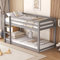 Kinderbett Etagenbett 90×200, Hochbett Kinder mit Leiter und Lattenrost, Platzsparendes Stockbett Hausbett Für 2 Kinder, Etagenbettrahmen Jugendbett Holzbett aus massiver Kiefer, Ohne Matratze, Grau