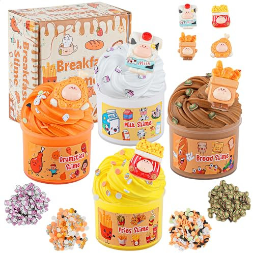 4er-Pack Food Butter Slime, Schleim Set für Mädchen & Jungen 8–12 Jahren, Slime Partygeschenke für Kinder, Sensorisches Spielzeug Schleim für Kinder, Oster Halloween & Weihnachts Geschenke