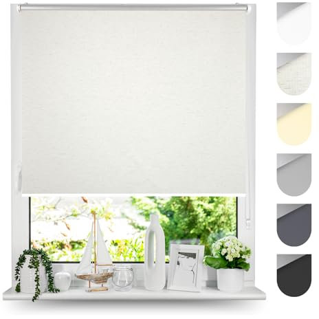 Tom'Shop Tom'Shop® Verdunkelungsrollo Klemmfix ohne Bohren(Sand 130cm x 150cm) Seitenzugrollo Thermorollo Klemmrollo mit Klemmträger Fensterrollo Super Blackout Rollo