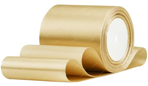 Gold Satinband 100mm x 22 Meters Stoffbänder für Geschenkverpackungen, Blumensträuße, Kunsthandwerk und Hochzeitsdekoration