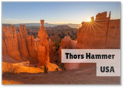 Sunrise Sunstar at Thors Hammer in Bryce Canyon National Park, Fridge Magnet
