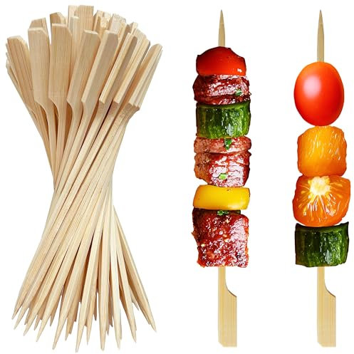 200 PCS Bamboo Skewers for Appetizers, Kabob Skewers, Skewers for Grilling, Bamboo Sticks for Fruit Kabobs, Charcuterie Boards Accessories (6 Inch)