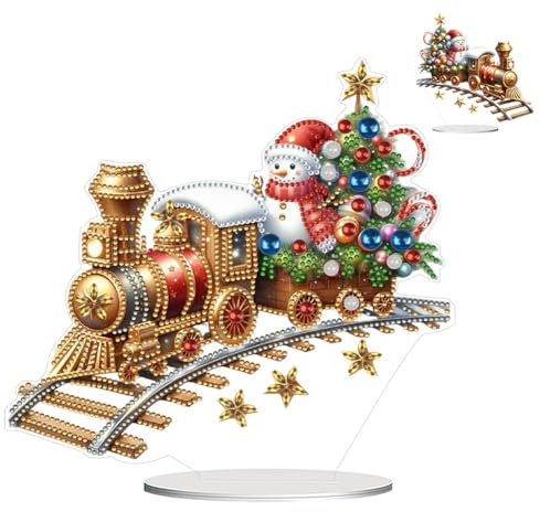 Generisch DIY Diamond Painting Weihnachten Tisch Deko,Weihnachtszug 5D Diamant Painting Tischdeko, Diamant Malerei Stehend Kunst Set für Anfänger Hausgeschenk Deko Geschenke