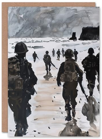 Artery8 Greeting Card D Day Landing Normandy Beach WWII War Soldiers For Him Man Birthday Card