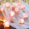 Pagezol 20LED Rose String Lights, 3 Meters Rose Fairy String Lights Battery Powered, Warm White, for Christmas Thanksgiving Valentine's Day Home Indoor Outdoor, Wedding Decorations (Pink)