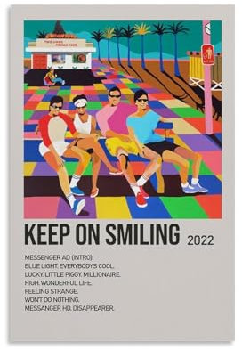DHWDPO Two Door Cinema Club Poster Album Keep On Smiling Poster Leinwand Wandkunst Decor Malerei für Zuhause Wohnzimmer Schlafzimmer 50x75cm Ohne Rahmen
