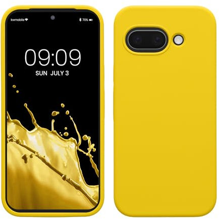 kwmobile Cover per Google Pixel 9a Custodia - Back Case per Smartphone in Silicone TPU - Protezione Gommata - giallo radiante