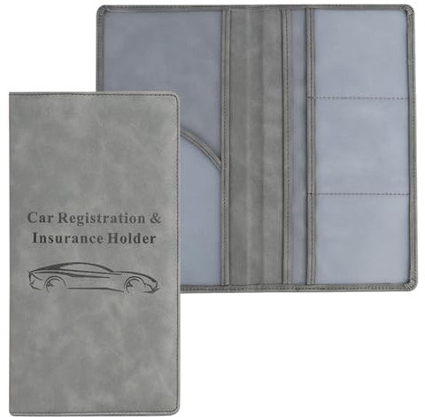 Flaconi Porta Documenti Auto,Portadocumenti Auto,Portafoglio Porta Carte Auto,Cartella Dell'auto,Porta Documenti Moto,Portadocumenti per Auto,Adatto per Cartellette per Auto e Camion(Grigio)