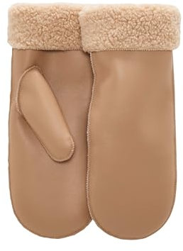 OPUS Damen Handschuh | Wärmende Fäustlinge ALEDO in Leder Optik macadamia, S