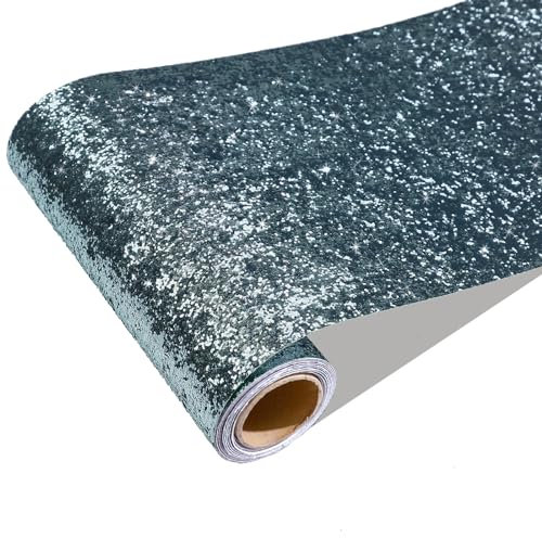 CRE8TIVE Light Blue Glitter Wallpaper Thick Peel and Stick Wallpaper Sparkle Glitter Contact Paper Self Adhesive Bathroom Wall Paper Waterproof Living Room DIY Craft Art Deco Cupboard 20cm x 200cm