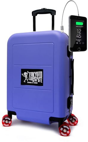 TOKYOTO Kabinengepäck mit Skate-Rollen Skateboard-Design USB-Anschluss Leicht und Modern für Reisen Jugendliche und Teenager Geräuschlose Rollen 55x35x20, Hartschalenkoffer 55x40x20 cm Trolley Blue