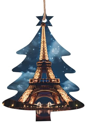 Paris Turm Christbaumschmuck, 6 Holz Christbaumschmuck, Geeignet für Weihnachten Wand, Tür und Fenster Weihnachtsbäume