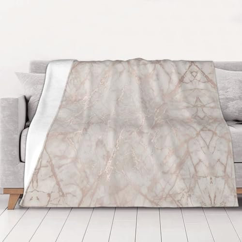 Rose Gold Marble Plush Flannel Fleece Blanket Soft Fuzzy Cabin Blanket for Sofa Bed,Warm Cozy Winter Blanket