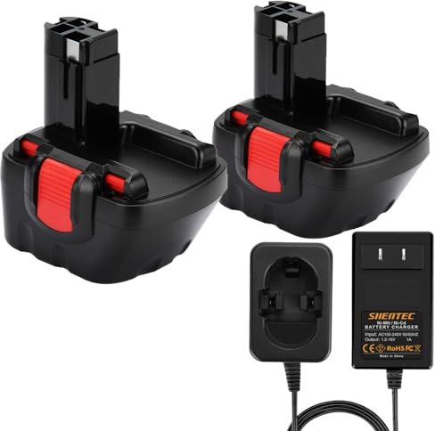 2X Shentec 12V 4.5Ah NI-MH Batteria + Caricatore Batteria di ricambio per Bosch BAT043 BAT045 BAT120 BAT139 2607335542 2607335526 2607335274 2607335709 GSR 12-2 12VE-2 PSR 12 GSB 12VE-2 22612