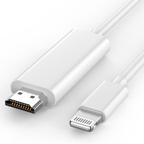 [Apple MFi Certified] Lightning to HDMI Cable, 6.6FT Lightning to HDMI Adapter for iPhone to TV, 1080P Digital AV Adapter Sync Screen Connector for iPhone 14 13 12 11 XS XR to HDTV Projector Monitor