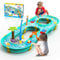 Gerbala Wassertisch Spielzeug für Jungen und Mädchen 3+ Jahr, Wasserbahn Kinder Draußen mit 6 Tierfiguren, 2 Booten und Angelrute, Wassertisch Kinder Outdoor für Balkon, Sandstrand, Wiesen