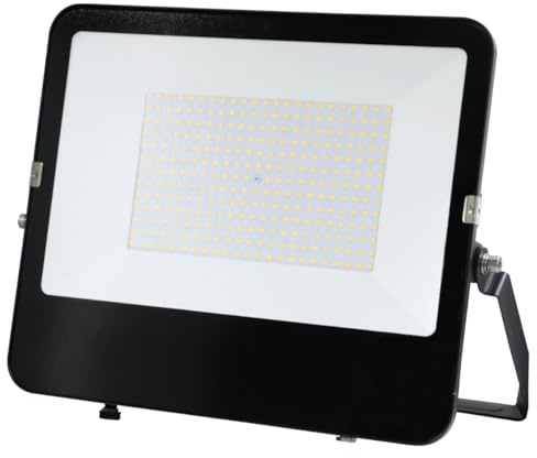 Bright Source LED Floodlight, Photocell, IP65, 200W, 24000lm, 120° Beam Angle, 6500K Daylight White, Black, with Adjustable Tilt Mounting Bracket & 1m Lead Wire