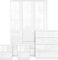 Blisswood 4 Piece High Gloss Bedroom Furniture Set - White 3 Door Wardrobe + 4 Stroage Drawer Chest of Drawers + 2 Piece of 2 Storage Drawer Bedside Cabinet - Wardrobe for Bedroom - Home Furniture