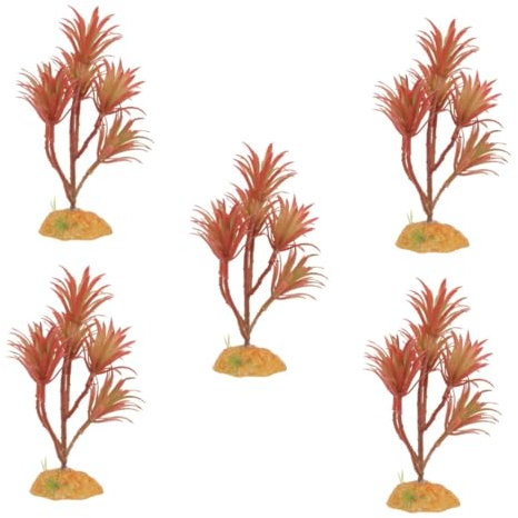 HEMOTON 5 Pezzi Set di piante simulato decorazioni per piante d'acquario impostore Foglie habitat Piccole piante finta decorazione vegetale pianta acquatica falsa plastica