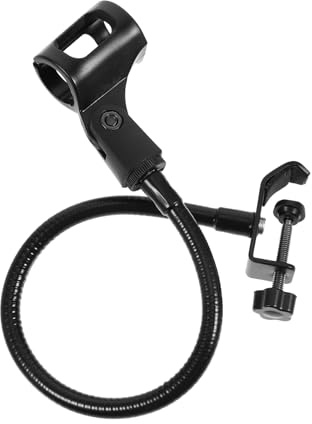Black Goose Neck Microphone Holder Clip-on Adjustable Mic Stand | Microphone Rack, Microphone Bracket, Hands-free Use, Radio Station and Home Use