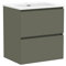 Baikal Mueble de Baño Klay. Mueble MONTADO. 2 Cajones Suspendido con Lavabo. Armario de Baño. Lavabo Ceramico. 60cm Verde Musgo.