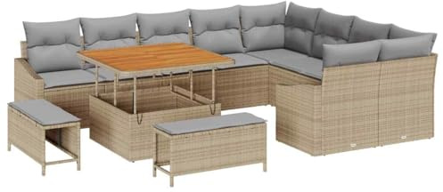 vidaXL Gartensofa-Set 12 STK. Beige Poly-Rattan