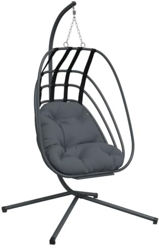 Kangmusi Hängesessel Ei-Design mit Ständer Anthrazit Stahl,4007408