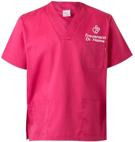 Schnoschi Schlupfkasack Bestickt mit Namen oder Wunschtext, Kasack Damen für Kranken-/Altenpflege, Medizinische Arbeits-/Berufsbekleidung, Oberteil Kurzarm Tshirt, viele Farben
