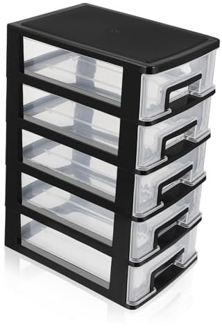 AKOOSY Armario Organizador Portátil Plástico Transparente Resistente y Compacto Para Almacenamiento De Escritorio y Hogar