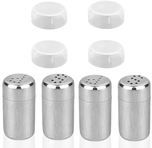 4 Stücke Salzstreuer Klein Mini Gewürzstreuer Edelstahl, Löcher, Lose Pulverflaschen, Versiegelt, Für Picknicks Im Freien Geeignet, Küche