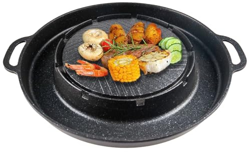 Plancha Parrilla Para Fogones Y 2 En 1,Plancha De Parrilla Interior | Sartén De Aleación De Aluminio Portátil Para Barbacoa Camping Cocina