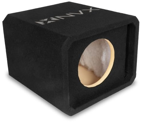 NVX NE81P Box subwoofer a porta singola da 8 pollici - Box subwoofer in MDF da 0,75 Cu Ft con Polyfil, porta slot 38Hz, terminali a molla, finitura in moquette nera