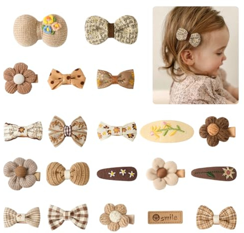 CharmeFleur Ensemble de 20 barrettes pour bébés filles, petites pinces à cheveux de 5 cm entièrement recouvertes pour bébés et enfants.