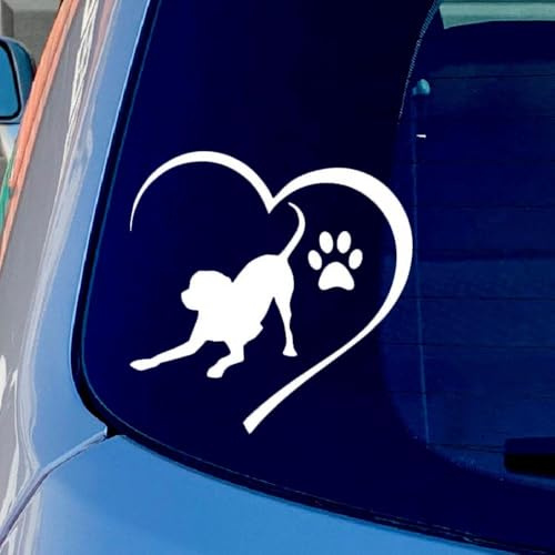 Autoaufkleber Labrador Herz - Lustiger Hundesticker für Labrador Retriever Fans - Weiß, Wetterfest 12x12cm