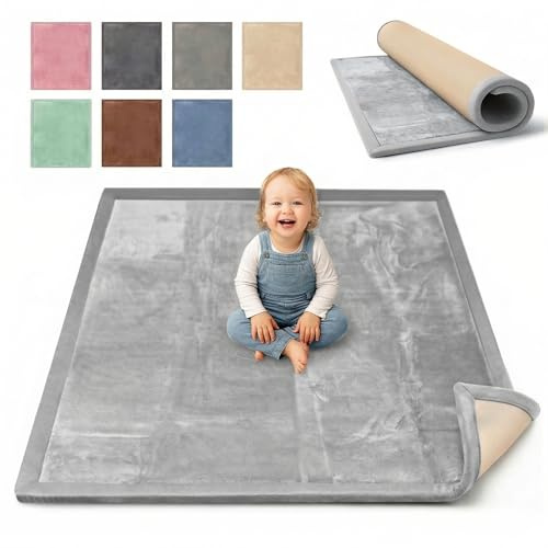 BabybeFun Krabbelmatte Baby - kuschelig weich - 3cm Dicke Spielmatte - schützt vor Stößen - Teppich Kinderzimmer 280x200cm - rutschfeste Schaumstoffmatte - Spielteppich Kinder - Krabbeldecke warm