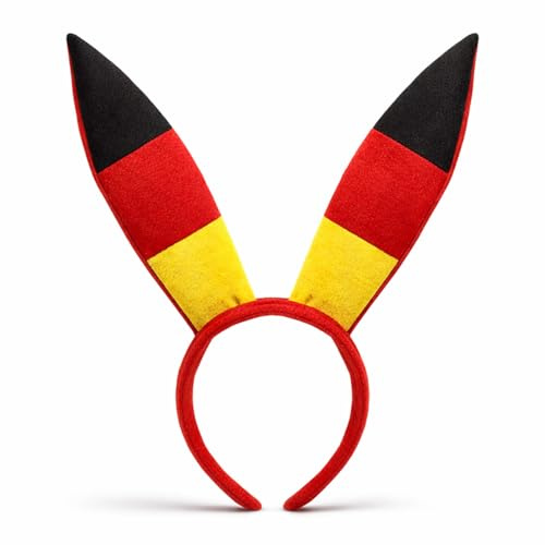 Murago - Deutschland Hasenohren - Universalgröße - Fanartikel für WM EM - Kostüm für Karneval Fasching Damen Frauen Accessoires Fanschmuck Bunny Hässchen Plüsch Ohren Hut Haarreif