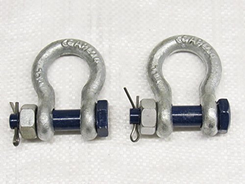 Safety Pin Bow Shackles X2-2 Ton Galvanised 16MM 2000KG Omega