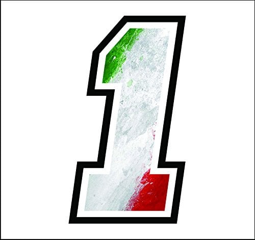 Adesivo NUMERO GARA- misura 12 cm -Gara Cross PistaAuto Moto Stickers (1, Bandiera Italiana)