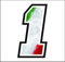 Adesivo NUMERO GARA- misura 12 cm -Gara Cross PistaAuto Moto Stickers (1, Bandiera Italiana)