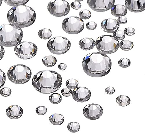 1000 Stück Klare Flache Rückseite Strasssteine Runde Kristall Edelsteine 1,5 mm - 5 mm, 5 Größen