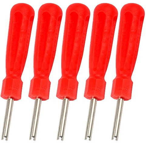SENZEAL 5x Car Tyre Valve Tool Steel Shaft Bike Repair Kit Valve Key Red
