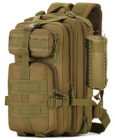 Zology Multifunktionale Große Kapazität Militär Army Tactical Rucksack Wandern Tasche für Camping Outdoor Männer Frauen Rucksacks mit Einer Tasse (40L Braun)