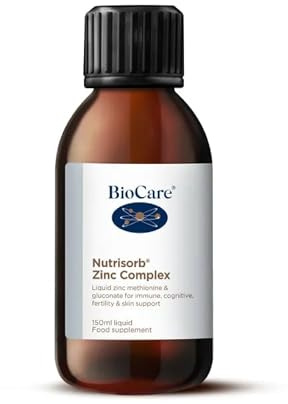 BioCare Nutrisorb Zinc Complex, 150ml | High Potency Liquid Zinc Methionine & Gluconate for Immunity, Skin, Hair, Nail & Cognitive Support