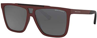 Armani Exchange Rechteckige Sonnenbrille für Herren, UV-geschützt, (0AX4079S82746G58|58|58|G58|58|G), Burgunderrot, bordeaux, Medium