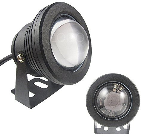EBILUN Spot LED 10 W 12 V étanche avec lentille convexe pour bassin et fontaine d'extérieur Blanc chaud (Sans télécommande)
